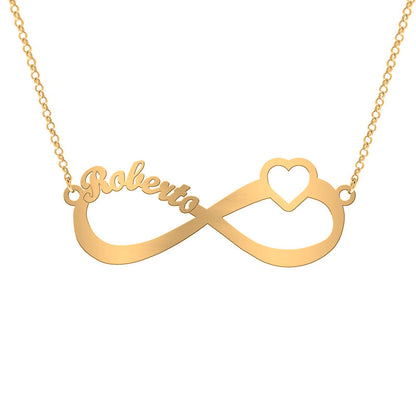 Collier Infini Argent Massif et Cœur Plaqué Or