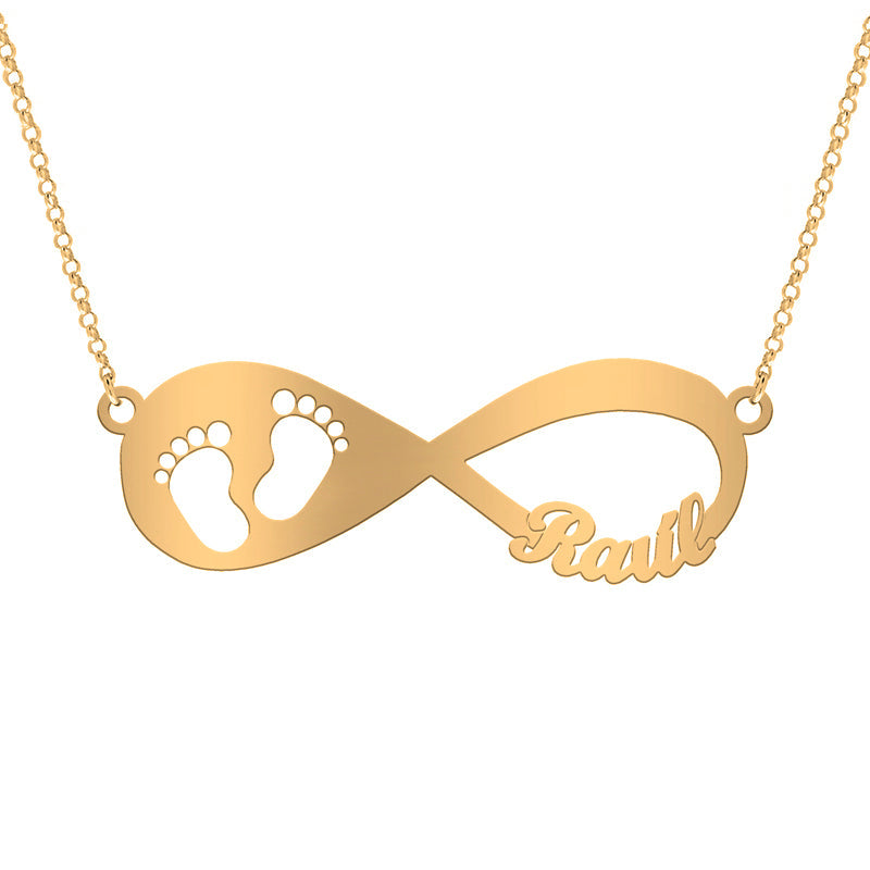Collier Infini Empreintes Bébé en Argent Plaqué Or