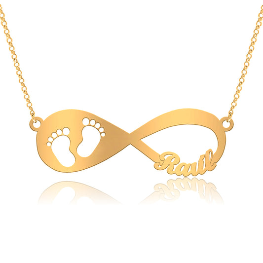 Collier Infini Empreintes Bébé en Argent Plaqué Or