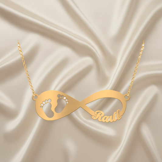 Collier Infini Empreintes Bébé en Argent Plaqué Or