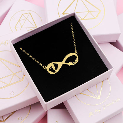 Collier Infini Empreintes Bébé en Argent Plaqué Or