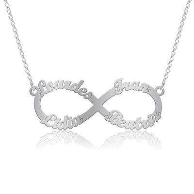 Collier Infini Prénoms, cadeau de couple, argent 925