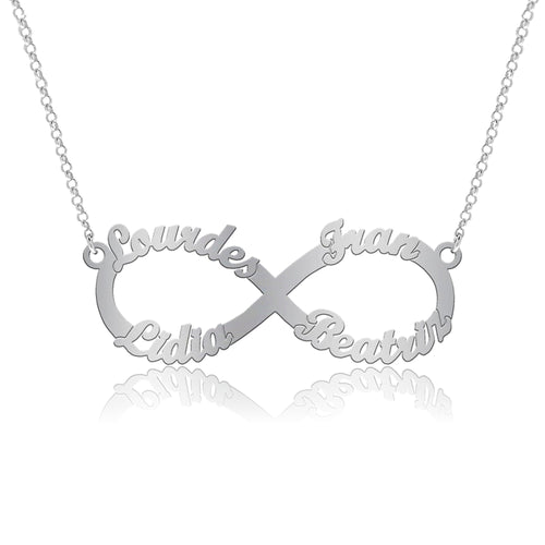 Collier Infini Prénoms, cadeau de couple, argent 925