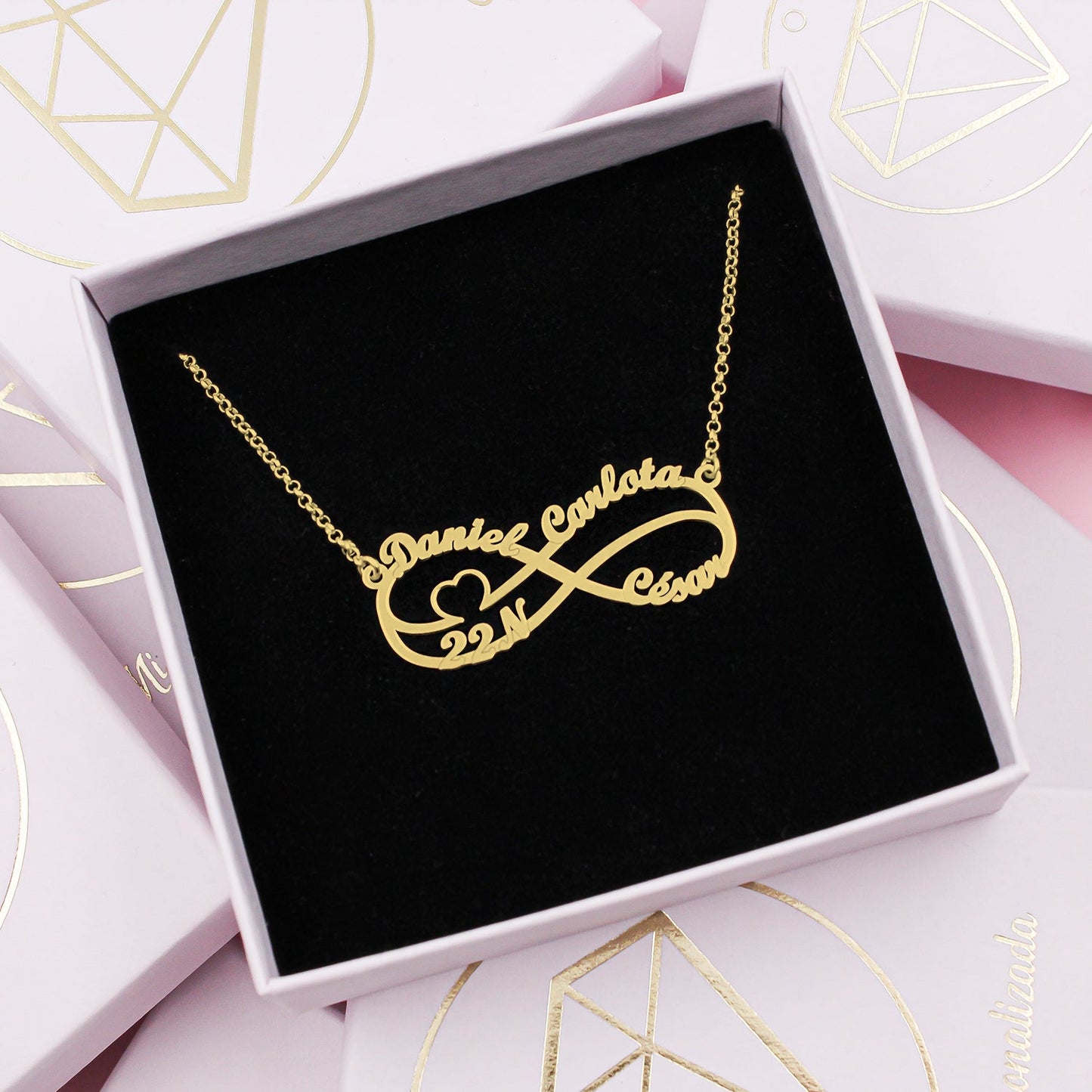 Collier Infini en Argent et Cœur Plaqué Or