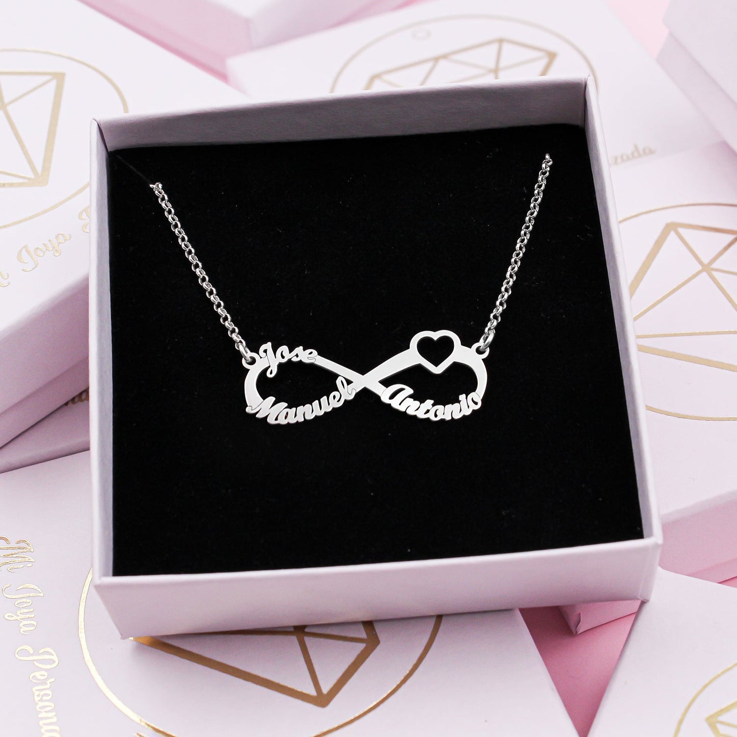Collier Infini et Cœur en Argent