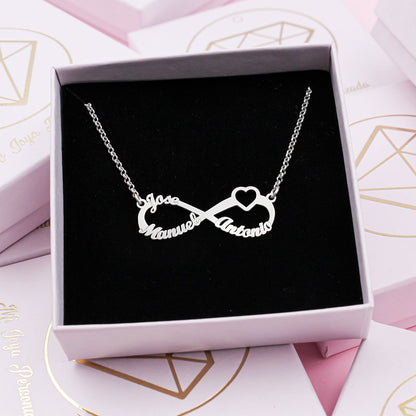 Collier Infini et Cœur en Argent