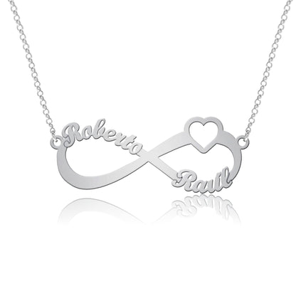Collier Infini et Cœur en Argent