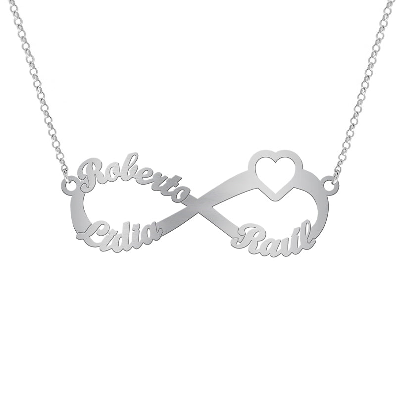 Collier Infini et Cœur en Argent