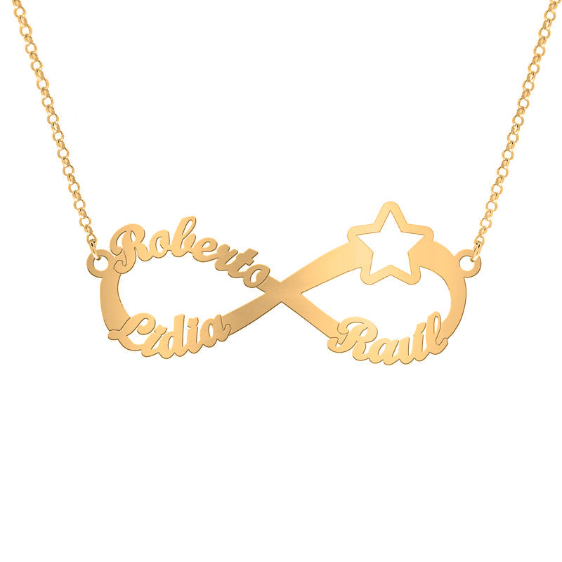 Collier Infini et Étoile en Argent Plaqué Or
