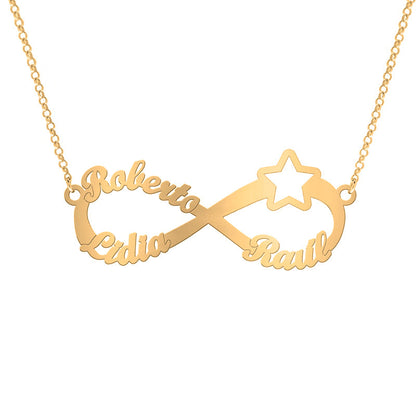 Collier Infini et Étoile en Argent Plaqué Or