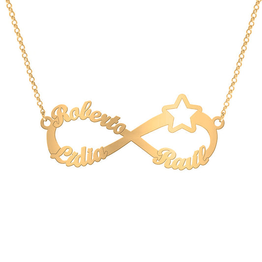 Collier Infini et Étoile en Argent Plaqué Or