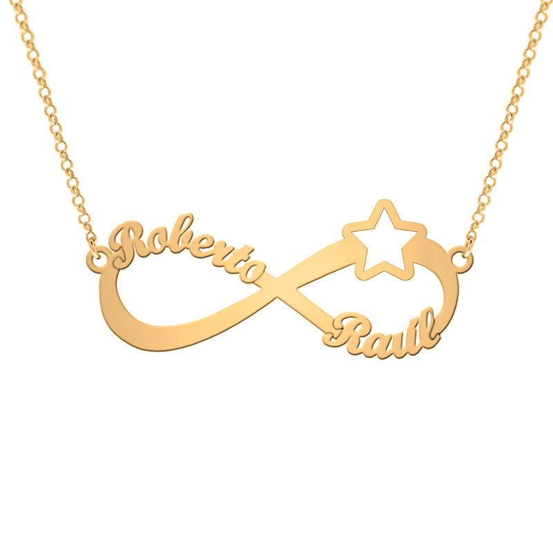 Collier Infini et Étoile en Argent Plaqué Or
