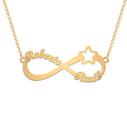Collier Infini et Étoile en Argent Plaqué Or