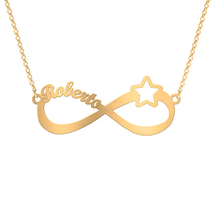 Collier Infini et Étoile en Argent Plaqué Or