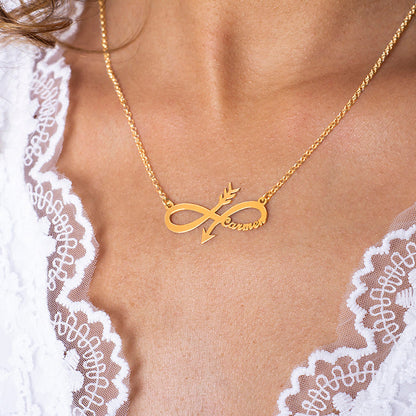 Collier Infini et Flèche en Argent Plaqué Or