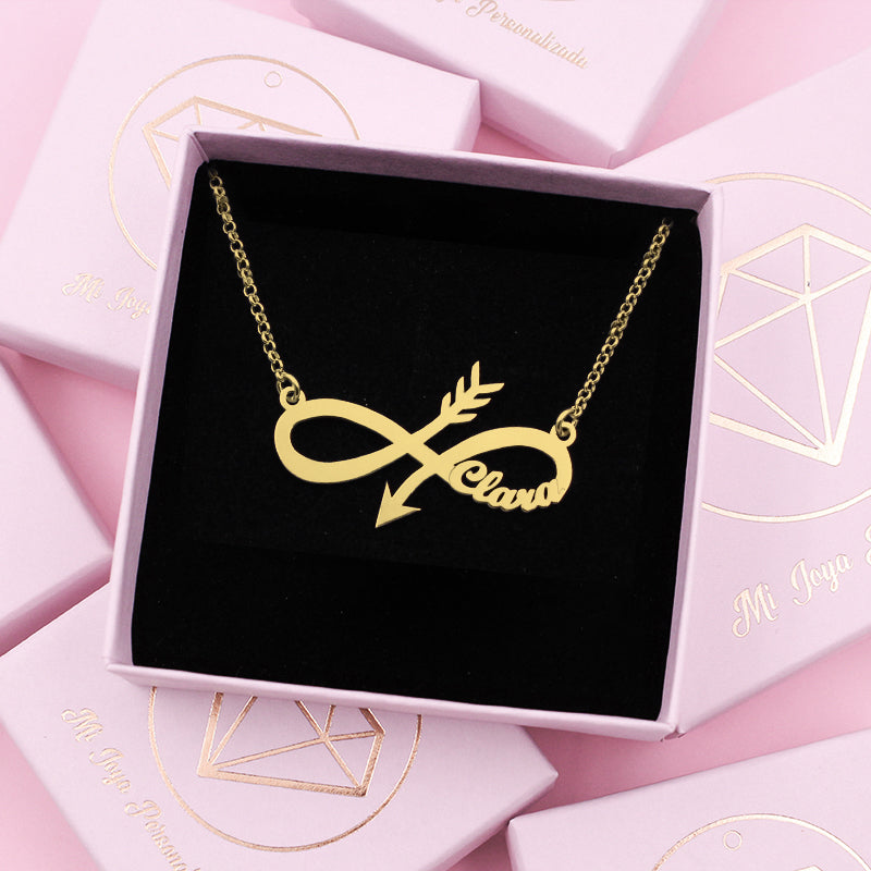 Collier Infini et Flèche en Argent Plaqué Or