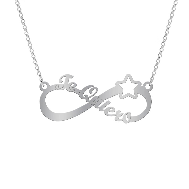 Collier Infini "Je t'aime" avec Étoile en Argent 925