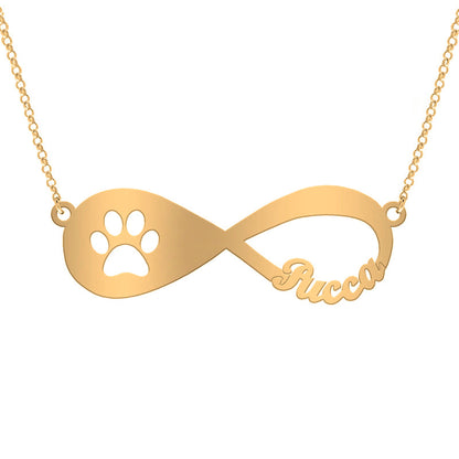 Collier Infini Patte de Chien Plaqué Or sur Argent 925