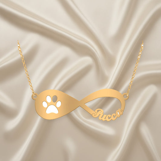 Collier Infini Patte de Chien Plaqué Or sur Argent 925