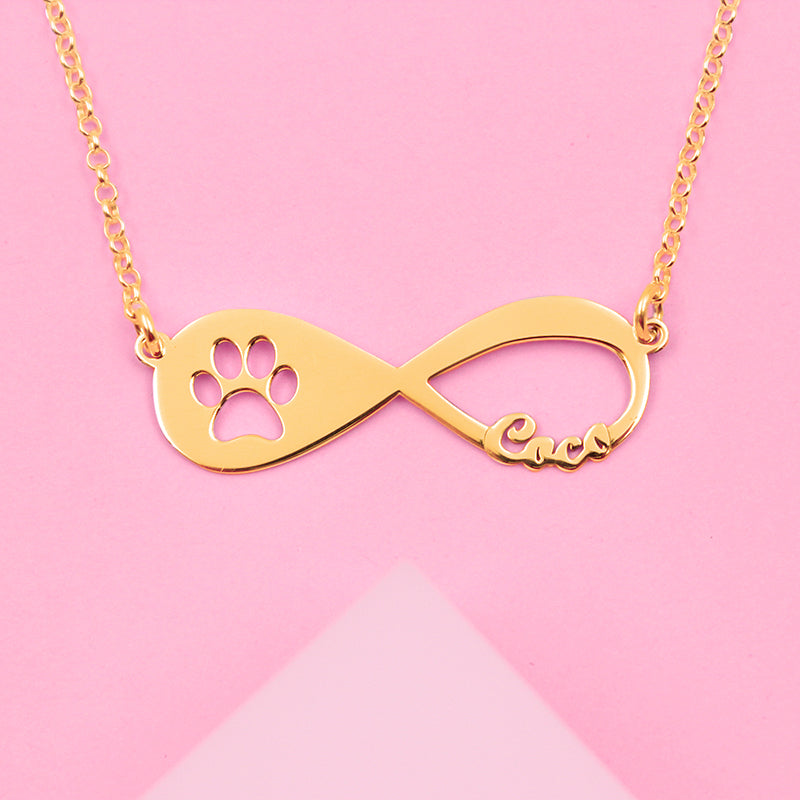 Collier Infini Patte de Chien Plaqué Or sur Argent 925