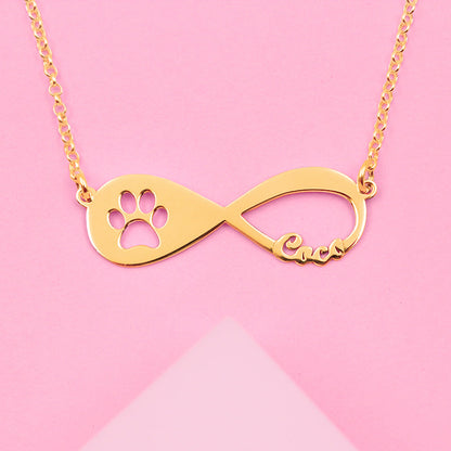 Collier Infini Patte de Chien Plaqué Or sur Argent 925