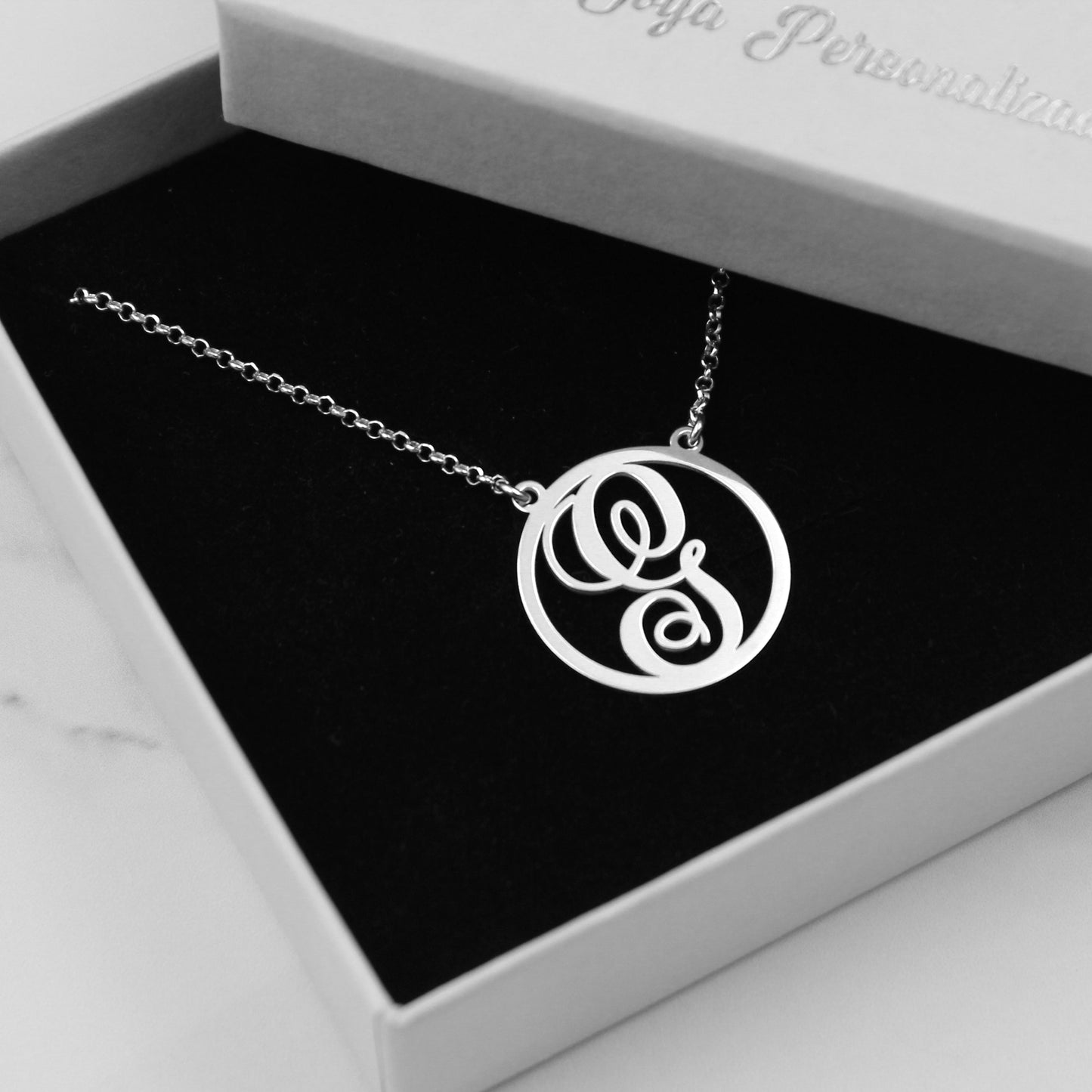 Collier Initiale Classique en Argent 925 Personnalisable