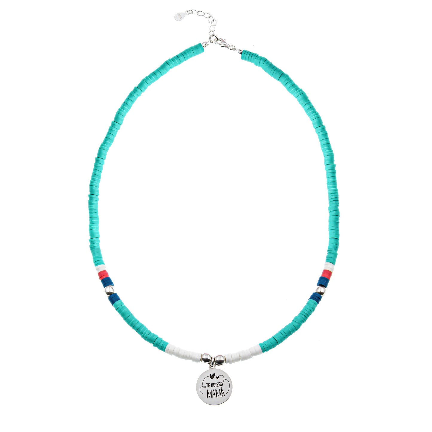 Collier Marbella personnalisable perles colorées et médaille argent