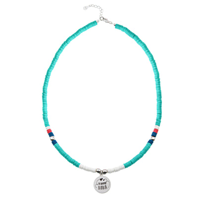 Collier Marbella personnalisable perles colorées et médaille argent