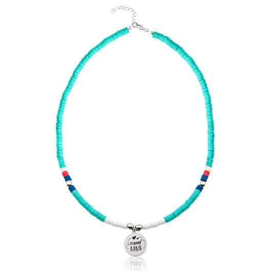 Collier Marbella personnalisable perles colorées et médaille argent
