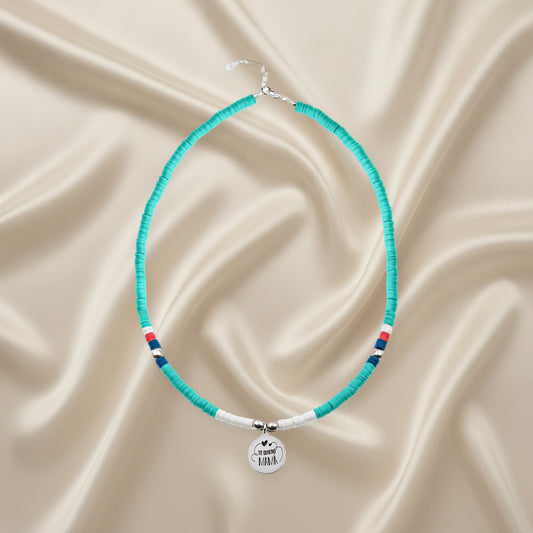 Collier Marbella personnalisable perles colorées et médaille argent