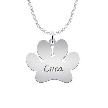 Collier patte de chien en argent 925 personnalisable prénom