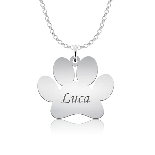 Collier patte de chien en argent 925 personnalisable prénom