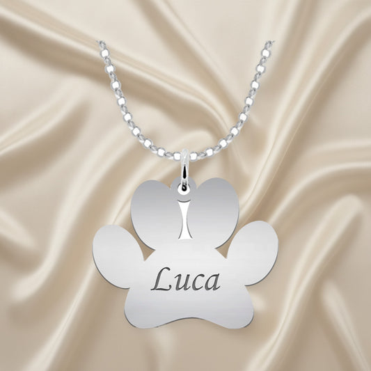 Collier patte de chien en argent 925 personnalisable prénom