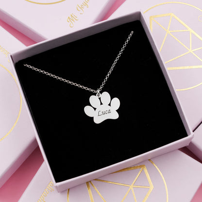 Collier patte de chien en argent 925 personnalisable prénom