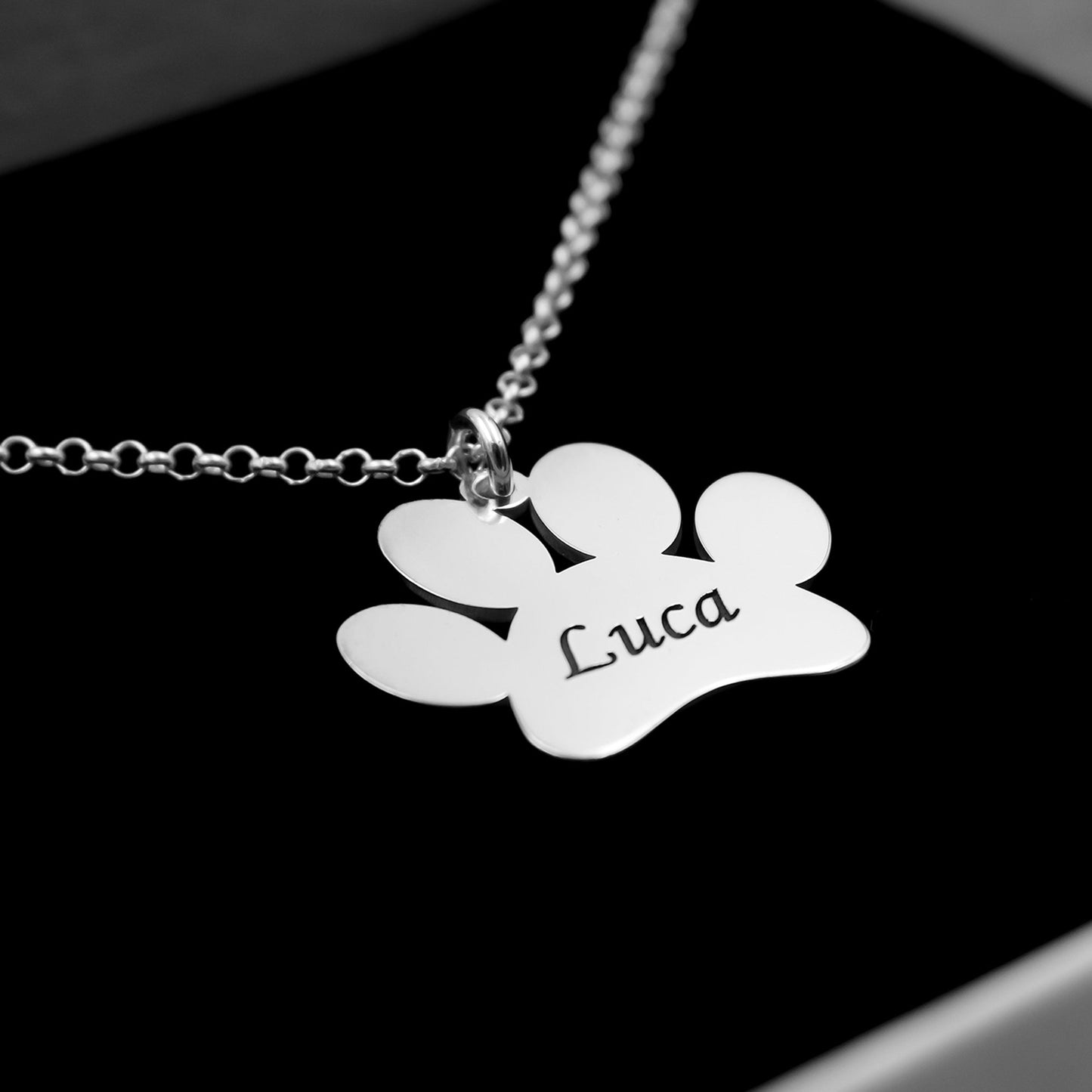Collier patte de chien en argent 925 personnalisable prénom