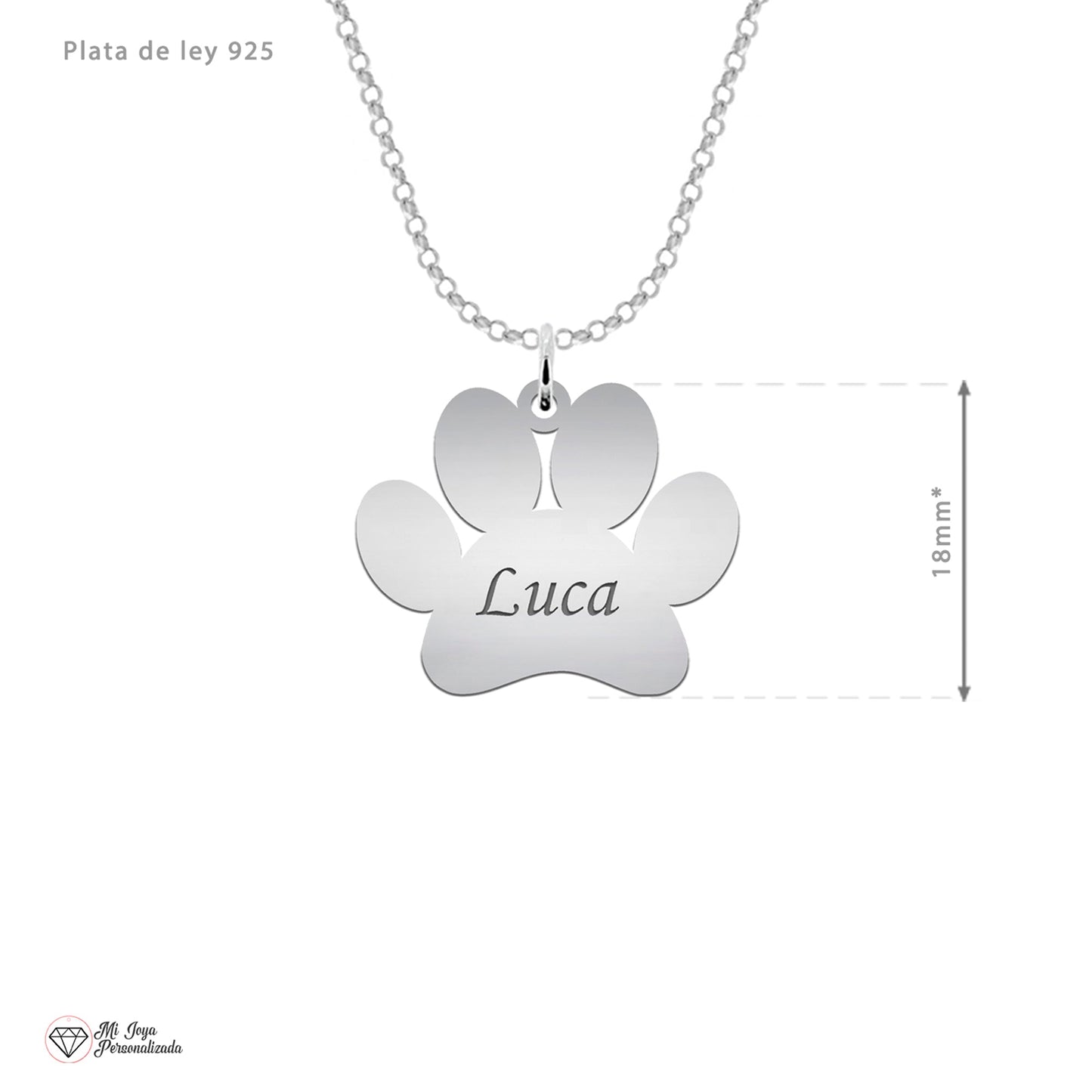 Collier patte de chien en argent 925 personnalisable prénom