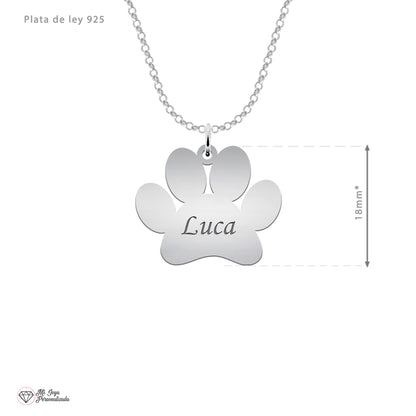 Collier patte de chien en argent 925 personnalisable prénom