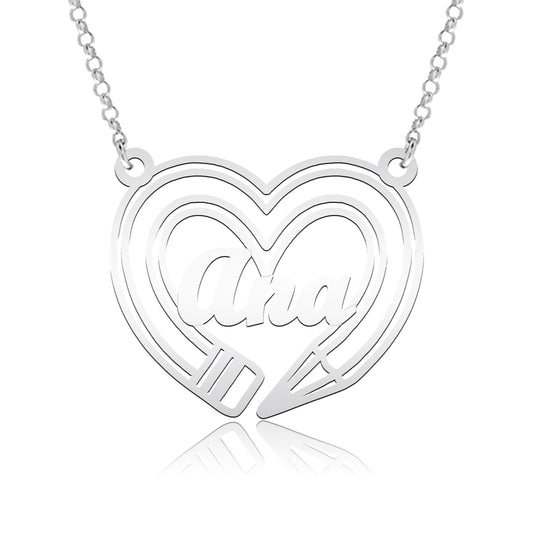 Collier pendentif cœur et crayon en argent 925 personnalisable