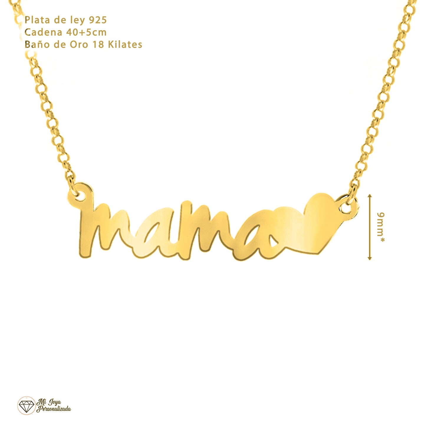 Collier pendentif Maman en argent 925 plaqué or