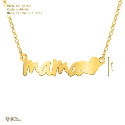 Collier pendentif Maman en argent 925 plaqué or