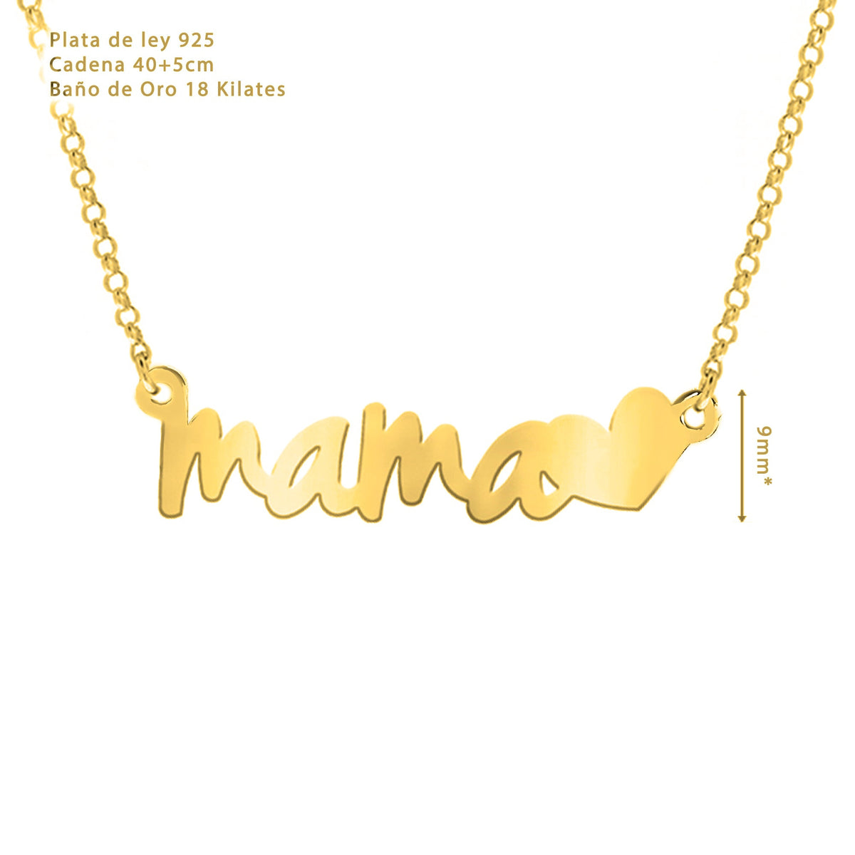 Collier pendentif Maman en argent 925 plaqué or