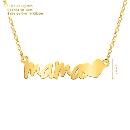 Collier pendentif Maman en argent 925 plaqué or