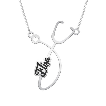 Collier Pendentif Stéthoscope en Argent 925 Personnalisé