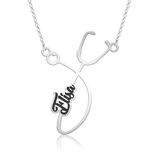 Collier Pendentif Stéthoscope en Argent 925 Personnalisé