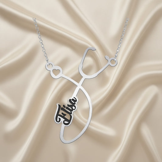 Collier Pendentif Stéthoscope en Argent 925 Personnalisé