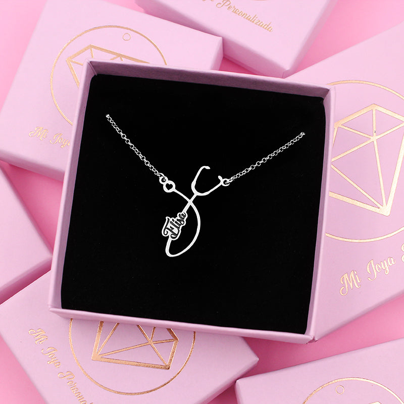 Collier Pendentif Stéthoscope en Argent 925 Personnalisé