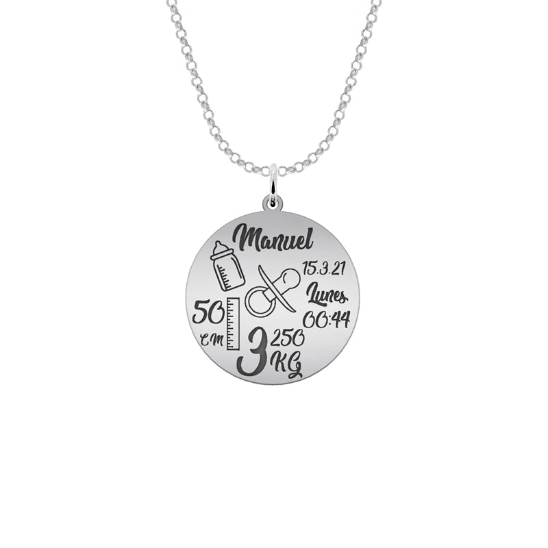 Collier Personnalisable Date de Naissance en Argent 925