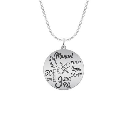 Collier Personnalisable Date de Naissance en Argent 925