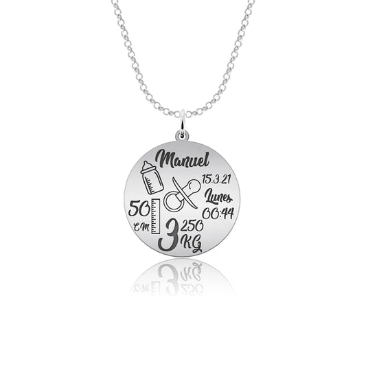 Collier Date de Naissance, cadeau de naissance, argent 925