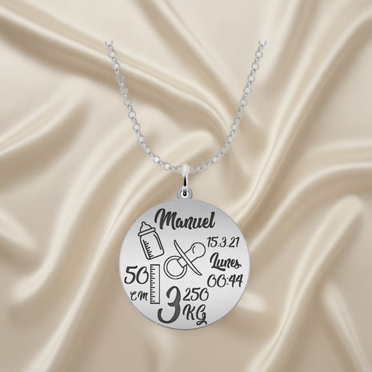 Collier Personnalisable Date de Naissance en Argent 925